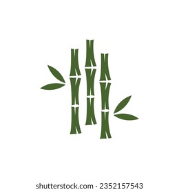 Tropical Bamboo Forest Logo, Tree Trunk and Leaf Design, Vector Illustration Symbol