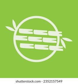 Tropical Bamboo Forest Logo, Tree Trunk and Leaf Design, Vector Illustration Symbol