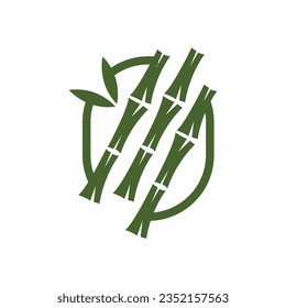 Tropical Bamboo Forest Logo, Tree Trunk and Leaf Design, Vector Illustration Symbol
