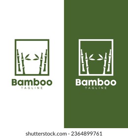 Tropical Bamboo Forest Logo, Tree Trunk and Leaf Design, Vector Illustration Symbol