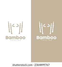 Tropical Bamboo Forest Logo, Tree Trunk and Leaf Design, Vector Illustration Symbol