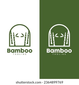 Tropical Bamboo Forest Logo, Tree Trunk and Leaf Design, Vector Illustration Symbol