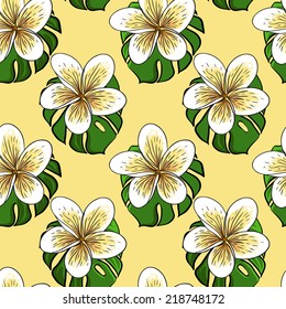 Tropical banana flover seamless pattern, vector illustration.