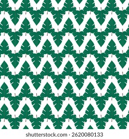 Tropical Banana Leaf Pattern on White Background with Geometric Arrangement