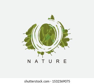 Tropical Banana Leaf Vector Logo Letter O. O Letter Design Vector Green Banana Leaf Logo Icon.