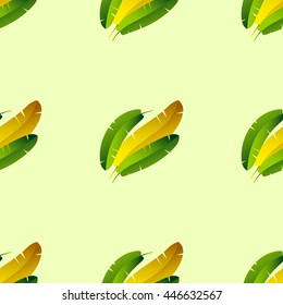 Tropical banana leafs pattern on light background