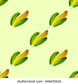 Tropical banana leafs pattern on light background