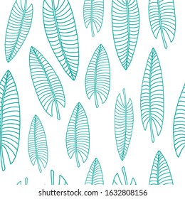 Tropical banana palm leaves. Vector illustration. Seamless pattern.