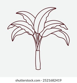 Tropical banana tree with large green leaves and ripening fruit, showcasing natural beauty and abundance. Ideal for eco-themed designs, agricultural projects, and tropical nature backgrounds.

