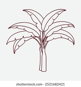 Tropical banana tree with large green leaves and ripening fruit, showcasing natural beauty and abundance. Ideal for eco-themed designs, agricultural projects, and tropical nature backgrounds.

