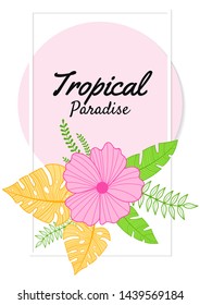 tropical banner. tropical leaves background, exotic floral design for banner, flyer, invitation, poster, web site or greeting card