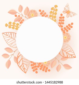 Tropical banner with leaves and flowers vector. Modern trendy spring summer background.