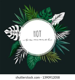 Tropical banner postcard greeting, vector