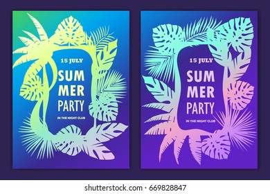  tropical banners. Party time. vector illustration. summer