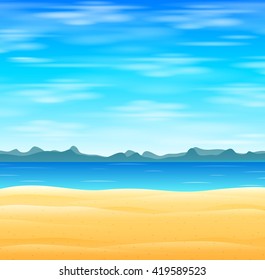 Tropical beach with blue sky