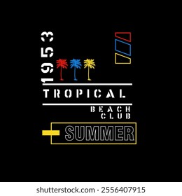 Tropical Beach Club Summer typography print