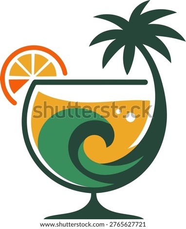 Tropical Beach Cocktail Logo Design