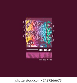Tropical beach colourful palm tree typography summer poster design