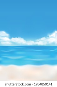 Tropical beach in daytime. Vector illustration.