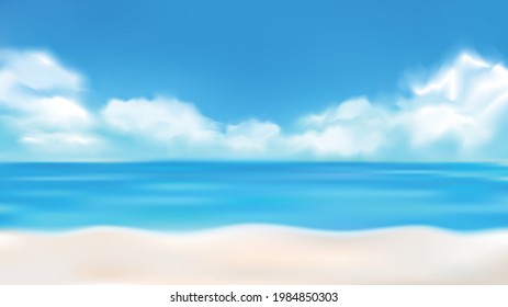 Tropical beach in daytime. Vector illustration.