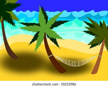 tropical beach and hammock
