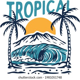 tropical beach holiday t shirt design