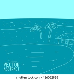 Tropical Beach. Tropical Lagoon. Vector Illustration