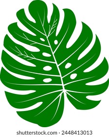 Tropical Beach Leaf Vector Art Design. Nature Inspired Illustration for Summer Invitations. Exotic Green Botanical Print. Eco Friendly Wall Decor. Monstera Leaves Vegan Design.