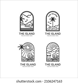 tropical beach logo collection monoline style design