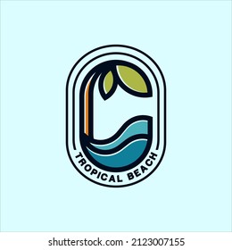 Tropical beach logo design illustration for your business