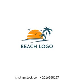 TROPICAL BEACH LOGO DESIGN VECTOR