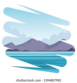 Tropical beach mountain line splash frame