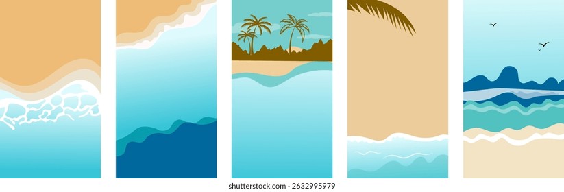 Tropical Beach Ocean Waves Summer Vacation Paradise Palm Trees Sand
