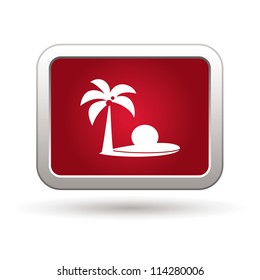 Tropical beach with palm tree icon. Vector