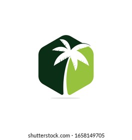 Tropical beach and palm tree logo design. Creative simple palm tree vector logo design	