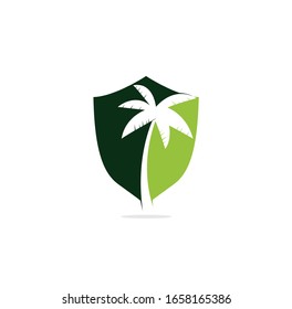 Tropical beach and palm tree logo design. Creative simple palm tree vector logo design	