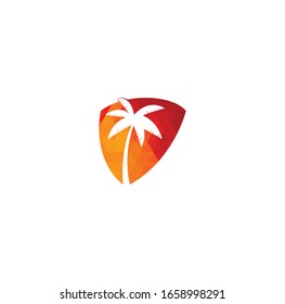 Tropical beach and palm tree logo design. Creative simple palm tree vector logo design	