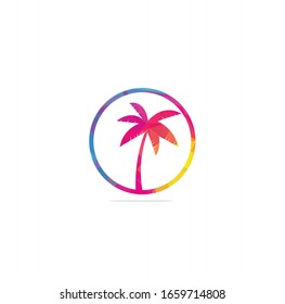 Tropical beach and palm tree logo design. Creative simple palm tree vector logo design	