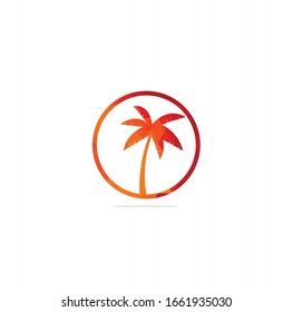 Tropical beach and palm tree logo design. Creative simple palm tree vector logo design	