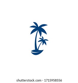 Tropical beach and palm tree logo design. Creative simple palm tree vector logo design. Beach logo. Beach palm tree logo