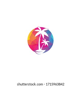 Tropical beach and palm tree logo design. Creative simple palm tree vector logo design. Beach logo. Beach palm tree logo.