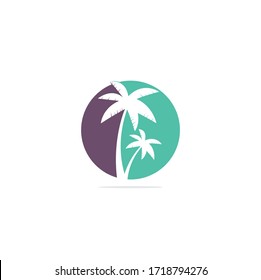 Tropical beach and palm tree logo design. Creative simple palm tree vector logo design. Beach logo.