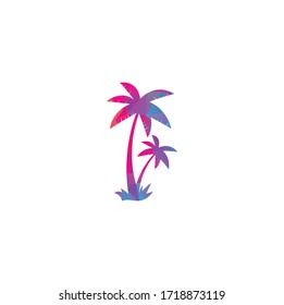 Das Design des tropischen Strandes und des Palmenbaums. Kreatives, einfaches Design von Palmen, Vektorgrafik-Logo. Strandlogo	