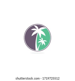 Diseño de logotipo de playa tropical y palmera. Diseño del logo del vector de palmera. Logo de la playa.
