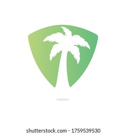 Tropical beach and palm tree logo design. Creative simple palm tree vector logo design