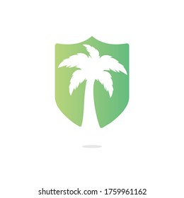 Diseño del logo de la playa tropical y la palmera. Diseño de logotipo para vector de palmeras simple y creativo