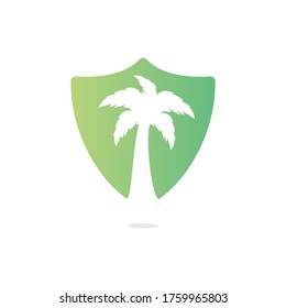 Tropical beach and palm tree logo design. Creative simple palm tree vector logo design