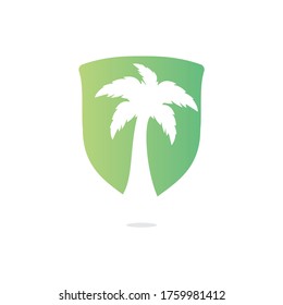 Diseño del logo de la playa tropical y la palmera. Diseño de logotipo para vector de palmeras simple y creativo