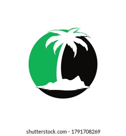 Tropical beach and palm tree logo design. Creative palm tree vector logo design