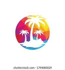 Tropical beach and palm tree logo design. Creative palm tree vector logo design.